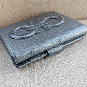 Salvatore Ferragamo Wallet Gray Genuine Leather Card Holder Purse Made in Italy